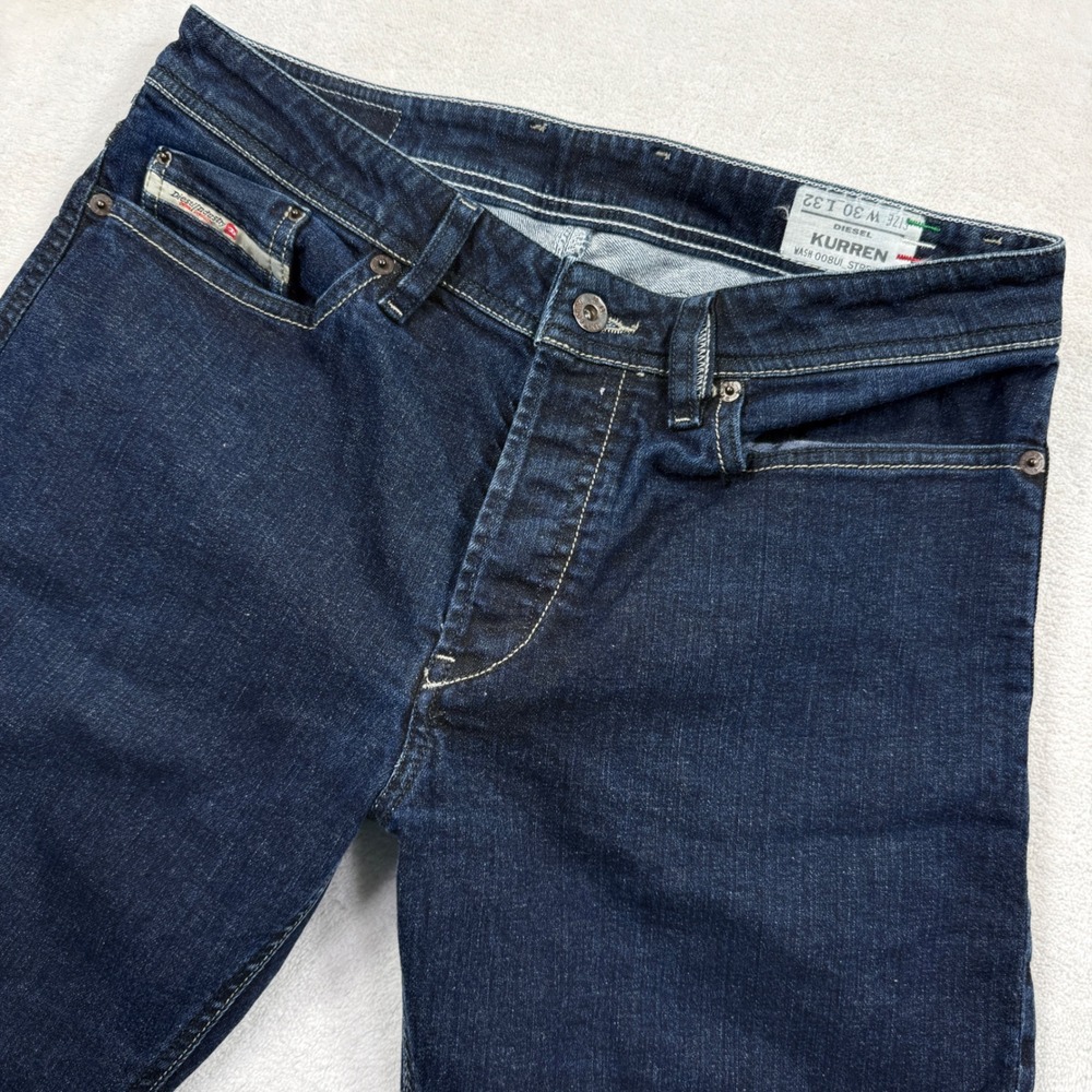 Diesel Kurren Jeans Mens 30x32 Dark‎ Wash 008UI Stretch Button Fly Straight Leg